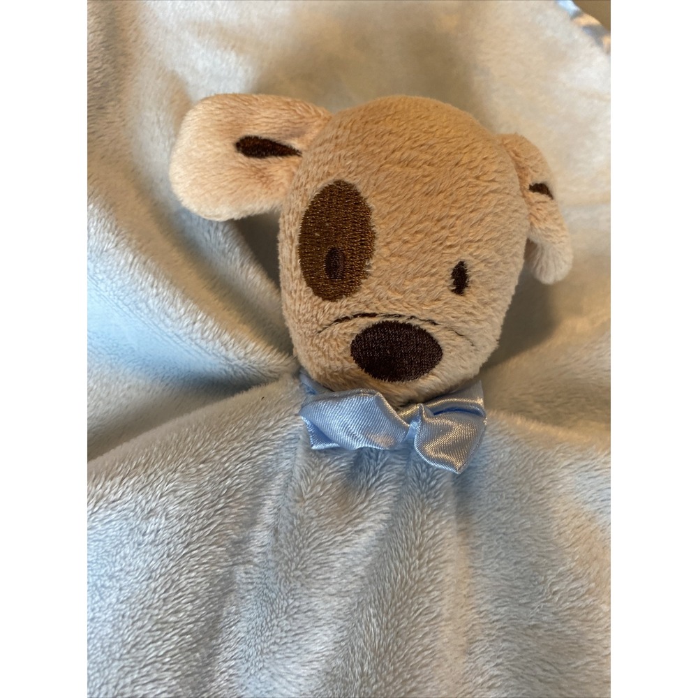 Baby Essentials Puppy Dog Baby Lovey Security Blanket 14" Blue rattle